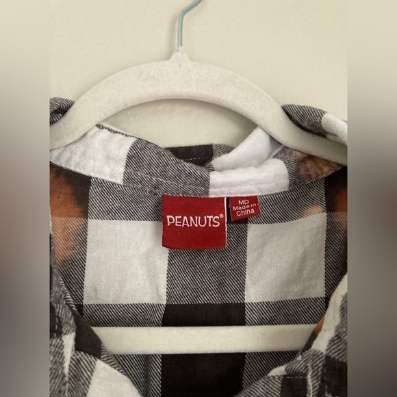 Peanuts Medium Bleach Splatter Button Up Long Sleeve Shirt 90’s Grunge Style - Picture 5 of 8